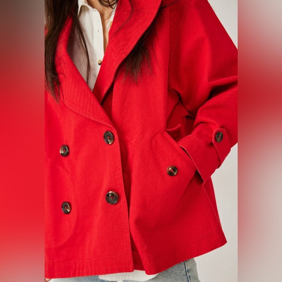 Free People NWT Highlands Solid Peacoat in High Risk Red - Picture 3 of 10